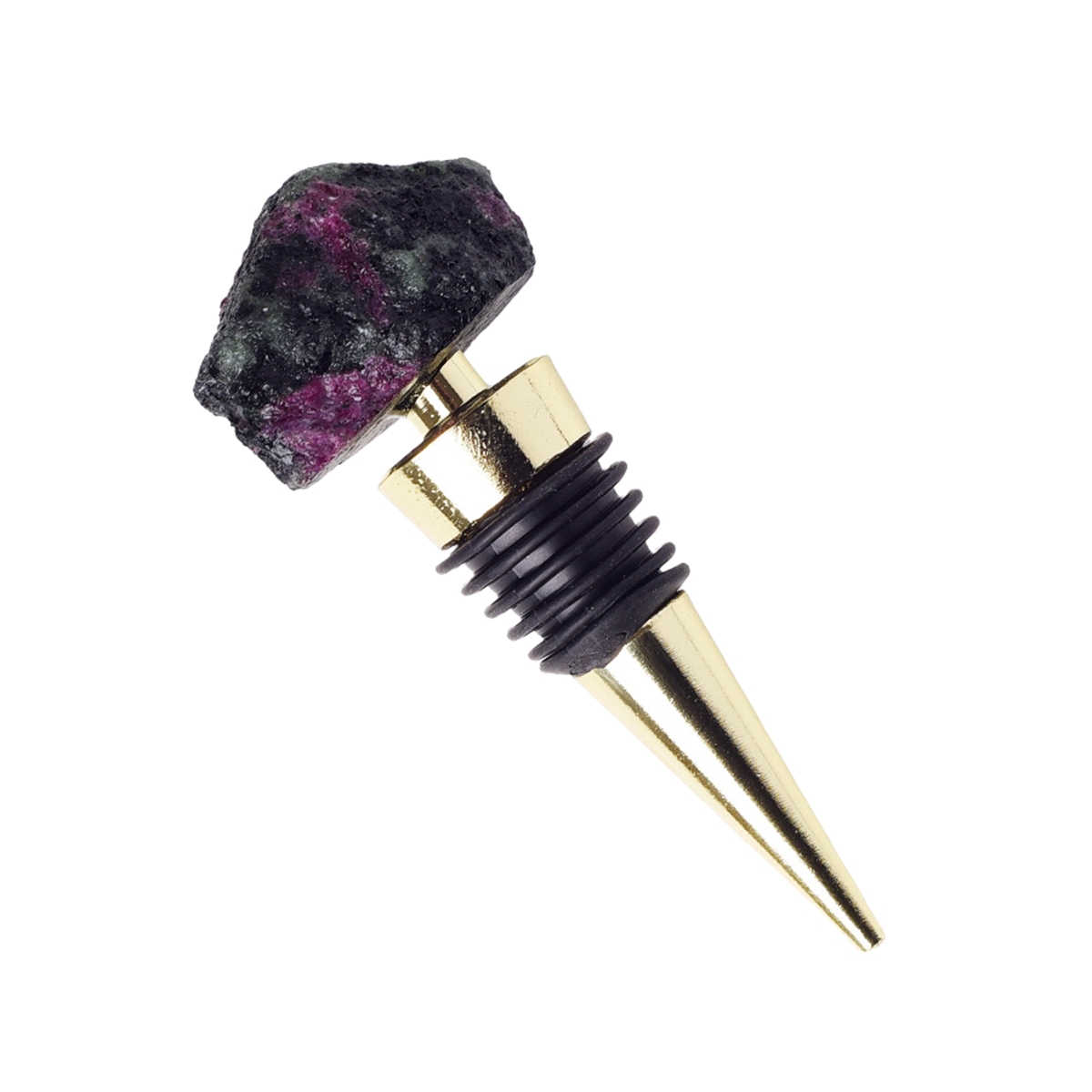 Raw Gemstone Stainless Steel Bottle Stopper Plated Gold