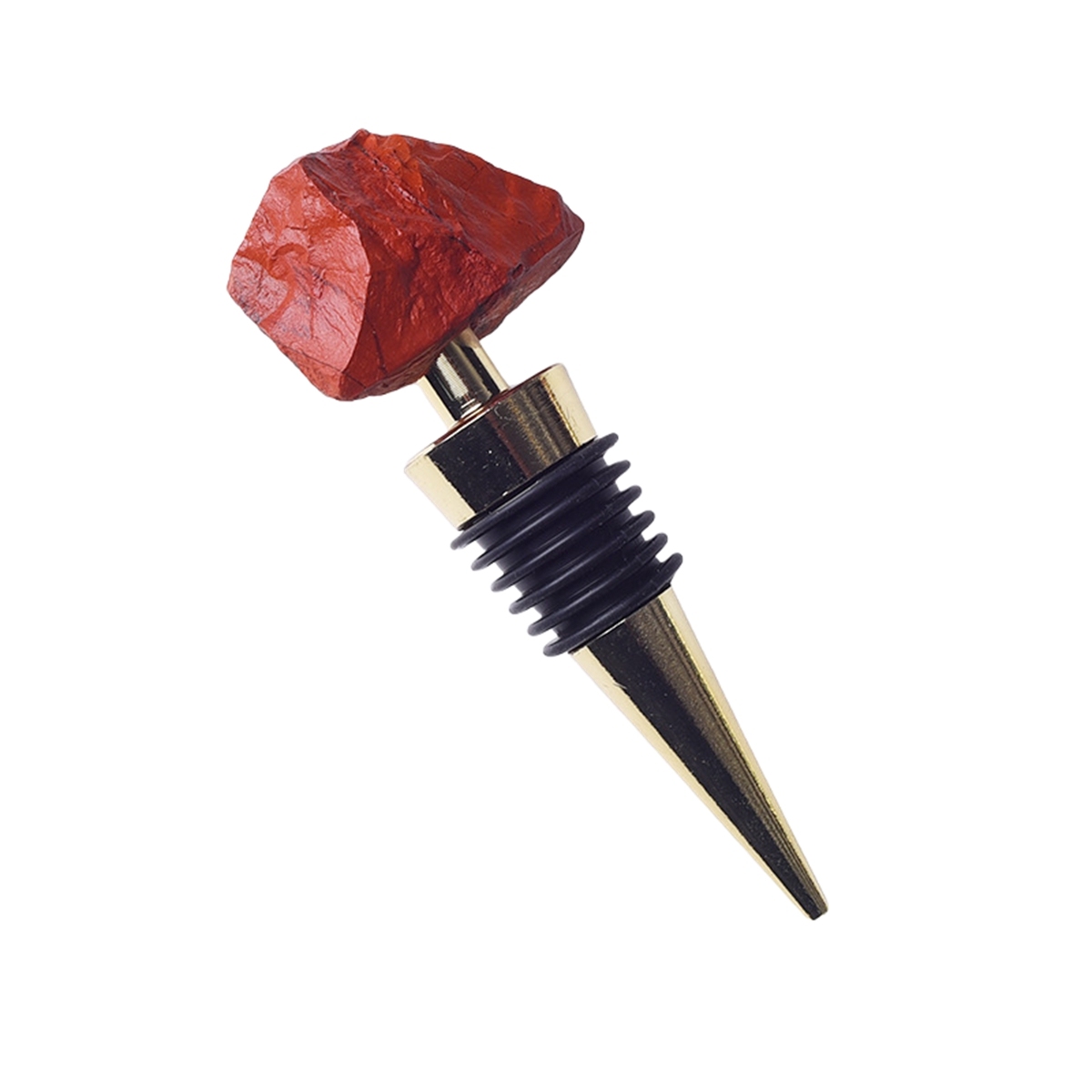 Raw Gemstone Stainless Steel Bottle Stopper Plated Gold