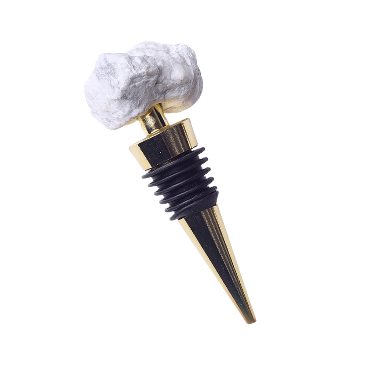 Raw Gemstone Stainless Steel Bottle Stopper Plated Gold