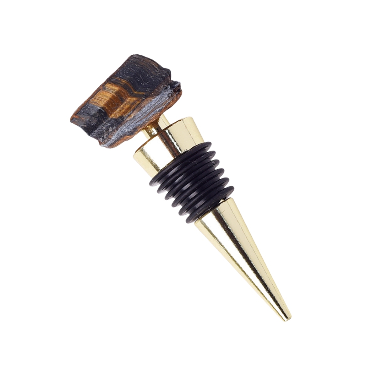 Raw Gemstone Stainless Steel Bottle Stopper Plated Gold