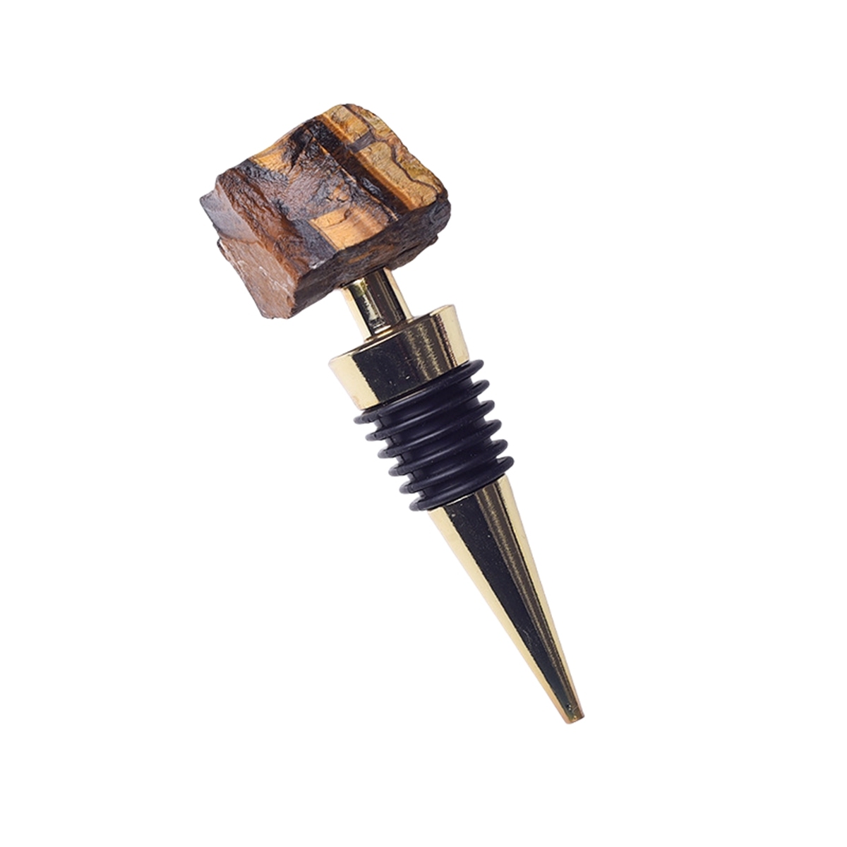 Raw Gemstone Stainless Steel Bottle Stopper Plated Gold