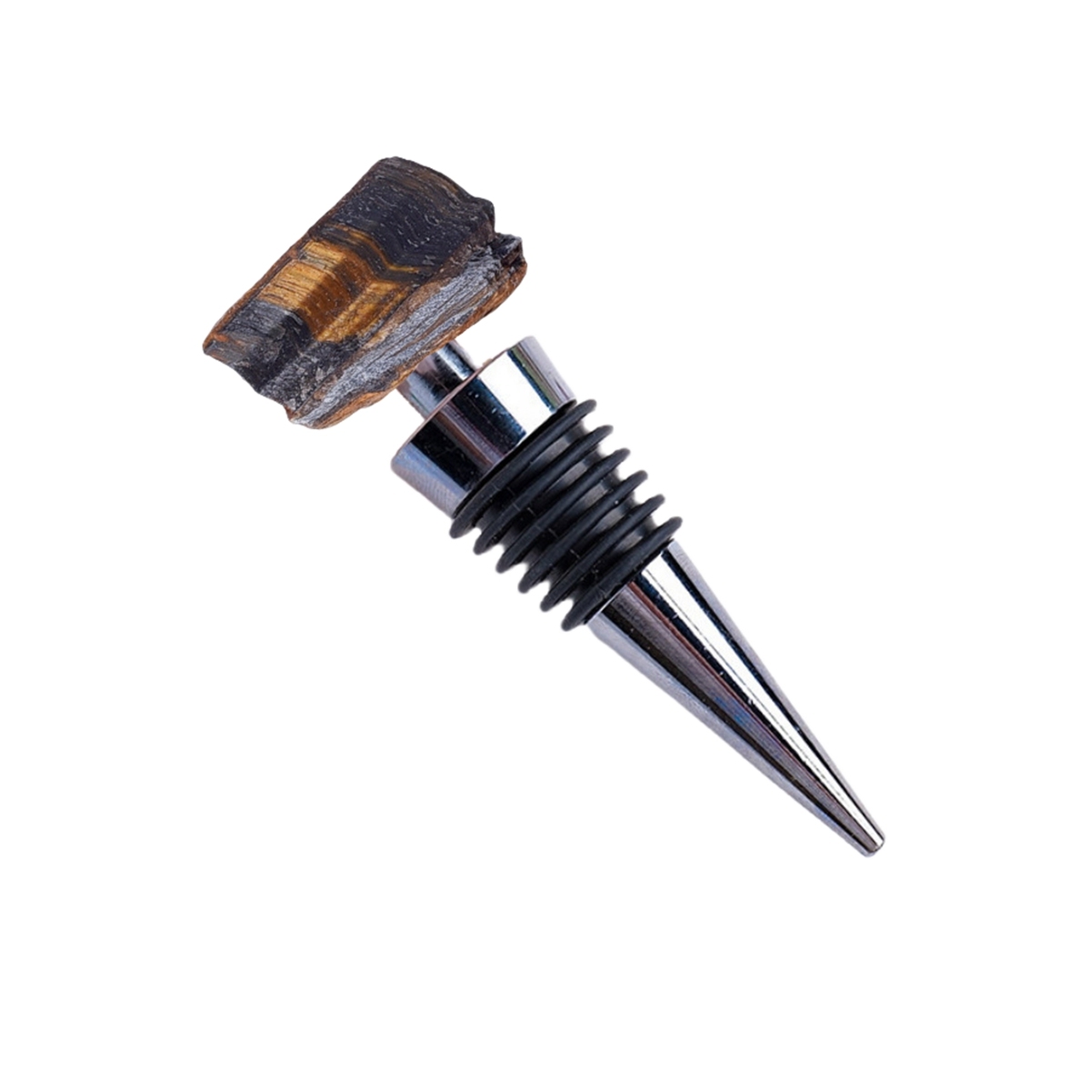 Raw Gemstone Stainless Steel Bottle Stopper