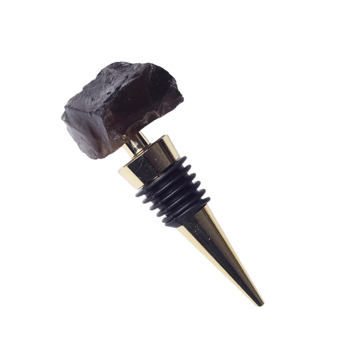 Raw Gemstone Stainless Steel Bottle Stopper Plated Gold
