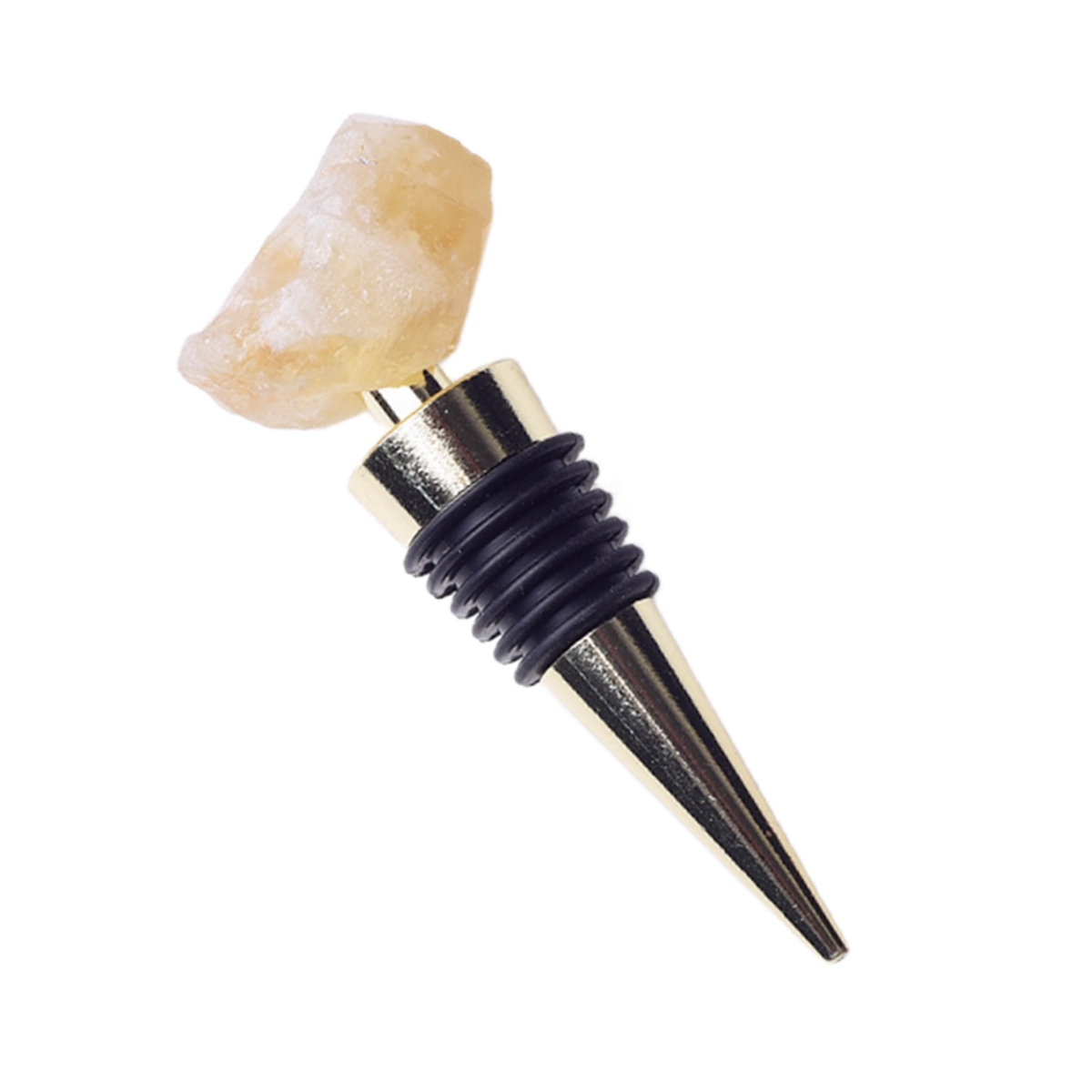 Raw Gemstone Stainless Steel Bottle Stopper Plated Gold