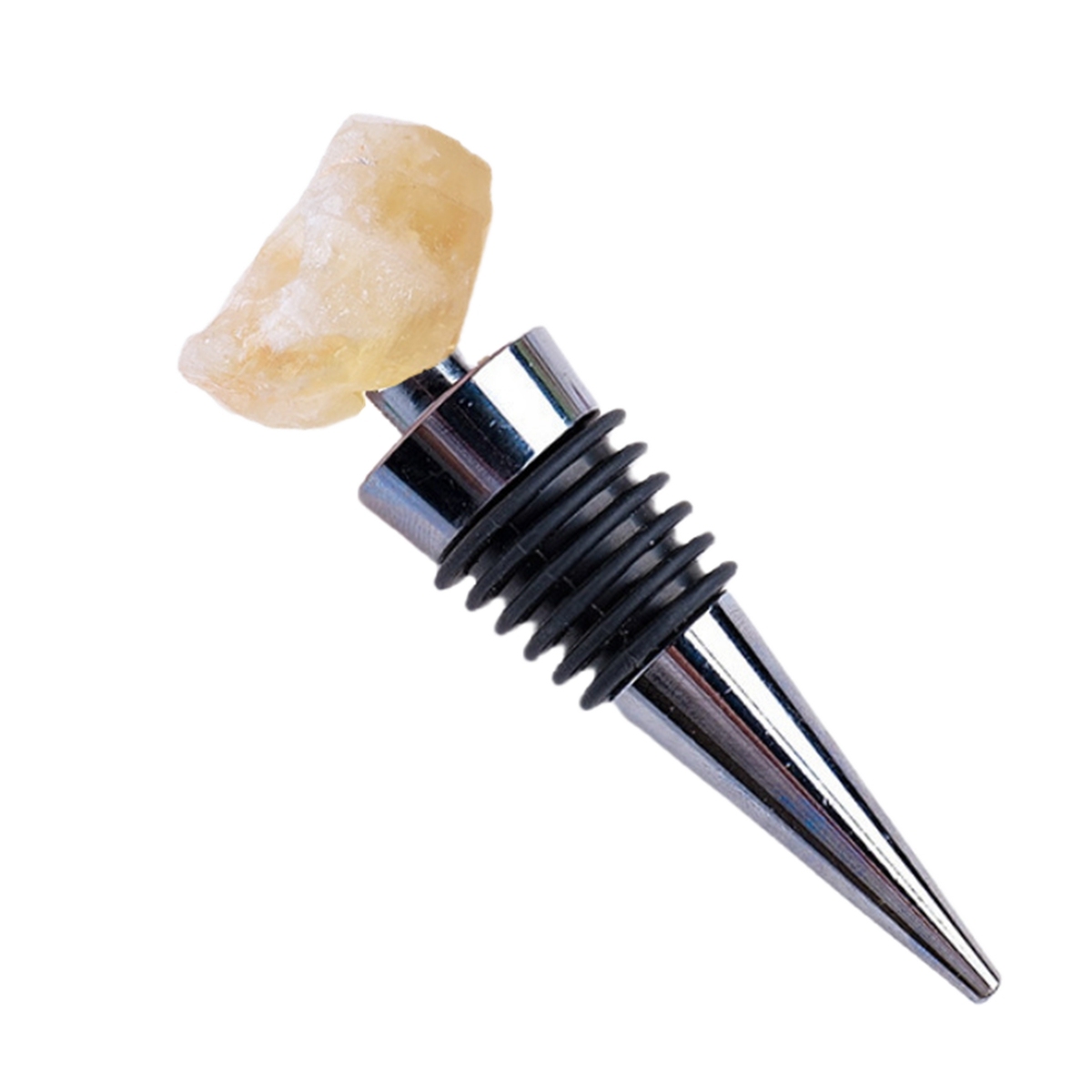 Raw Gemstone Stainless Steel Bottle Stopper