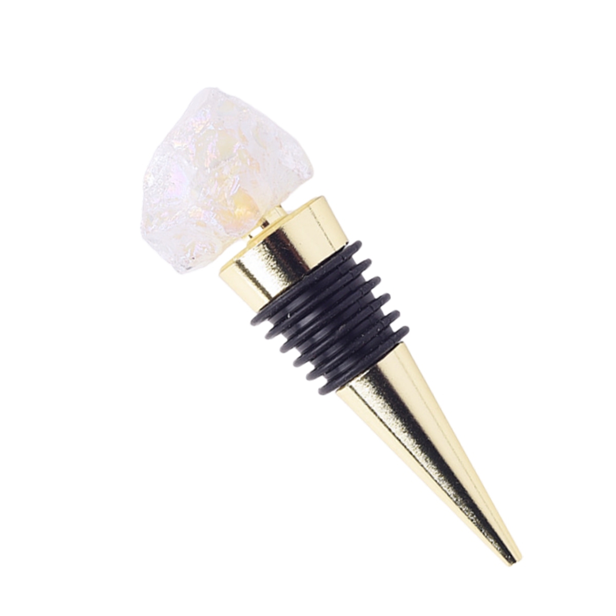 Raw Gemstone Stainless Steel Bottle Stopper Plated Gold