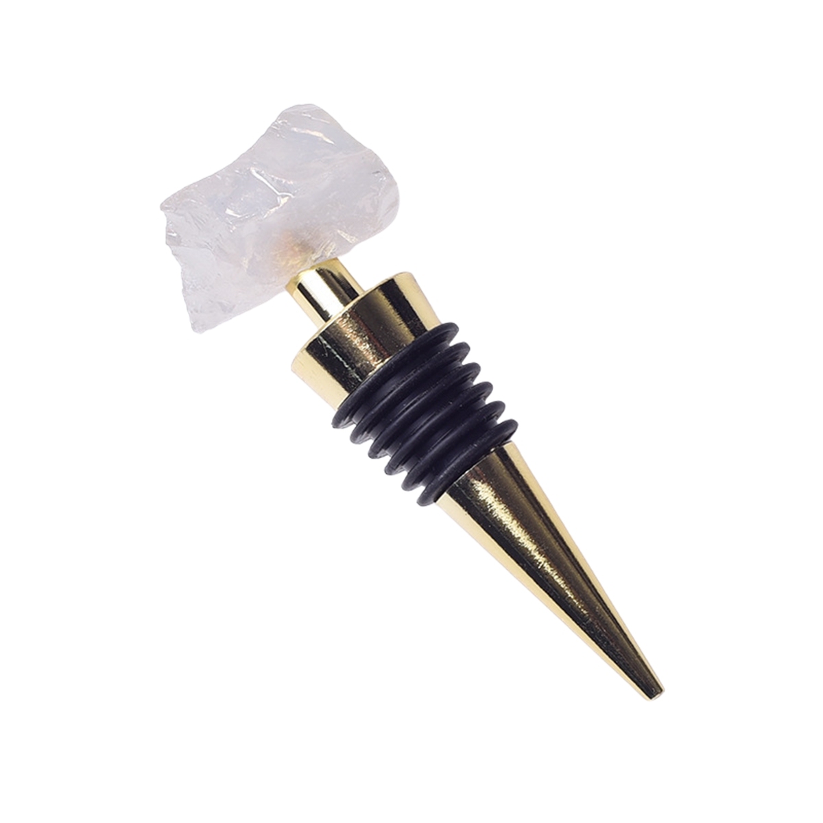 Raw Gemstone Stainless Steel Bottle Stopper Plated Gold