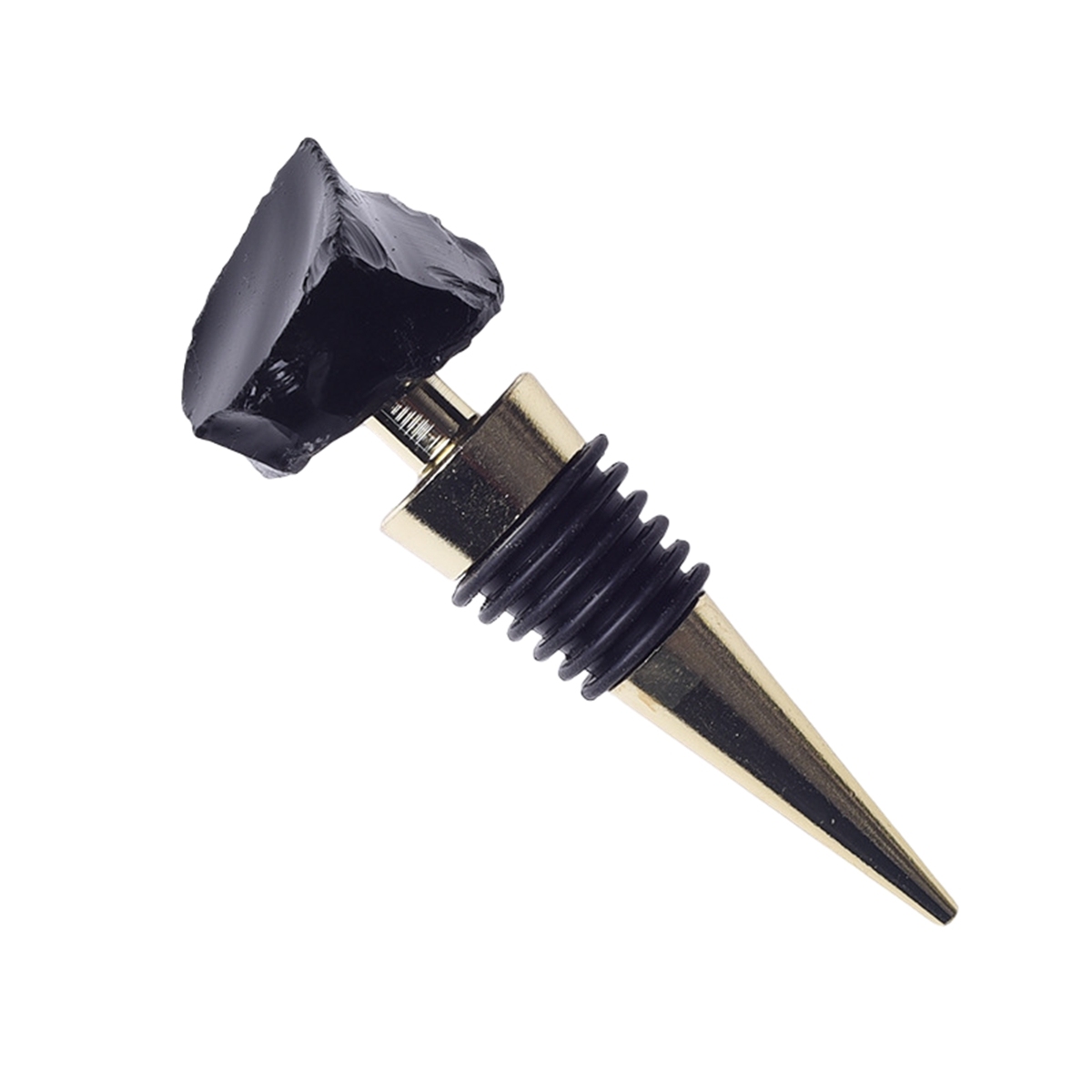 Raw Gemstone Stainless Steel Bottle Stopper Plated Gold