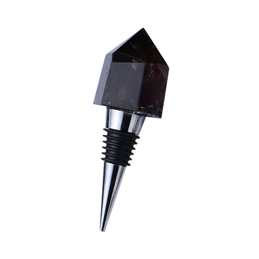 Faceted Hexagonal Pyramid Gemstone Stainless Steel Bottle Stopper