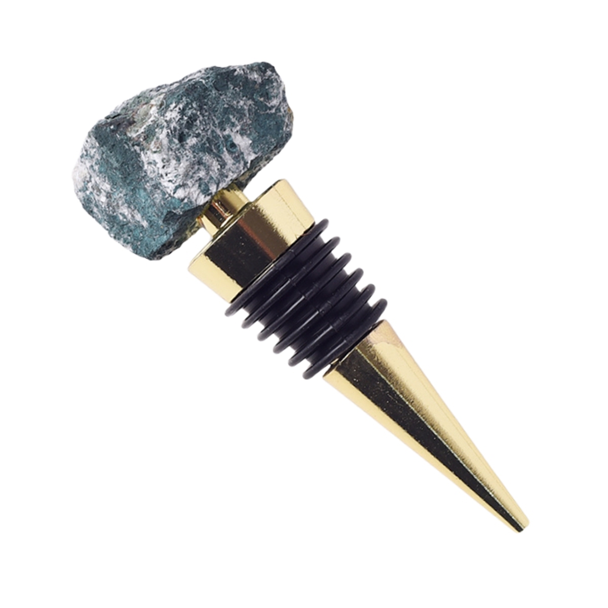 Raw Gemstone Stainless Steel Bottle Stopper Plated Gold
