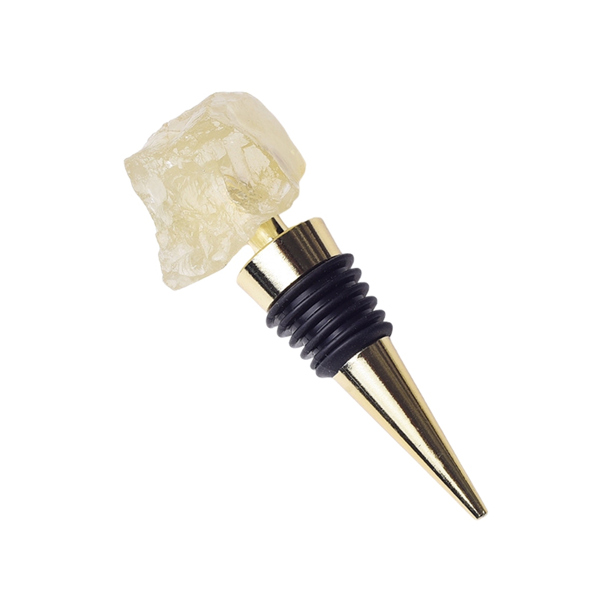 Raw Gemstone Stainless Steel Bottle Stopper Plated Gold