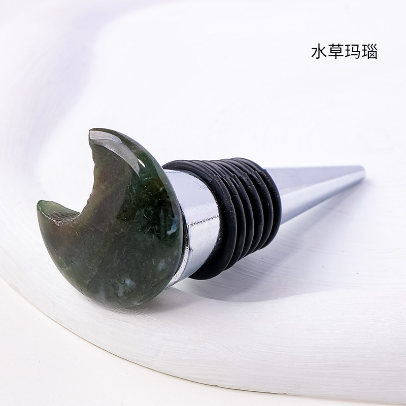 30MM Moon Gemstone Stainless Steel Bottle Stopper