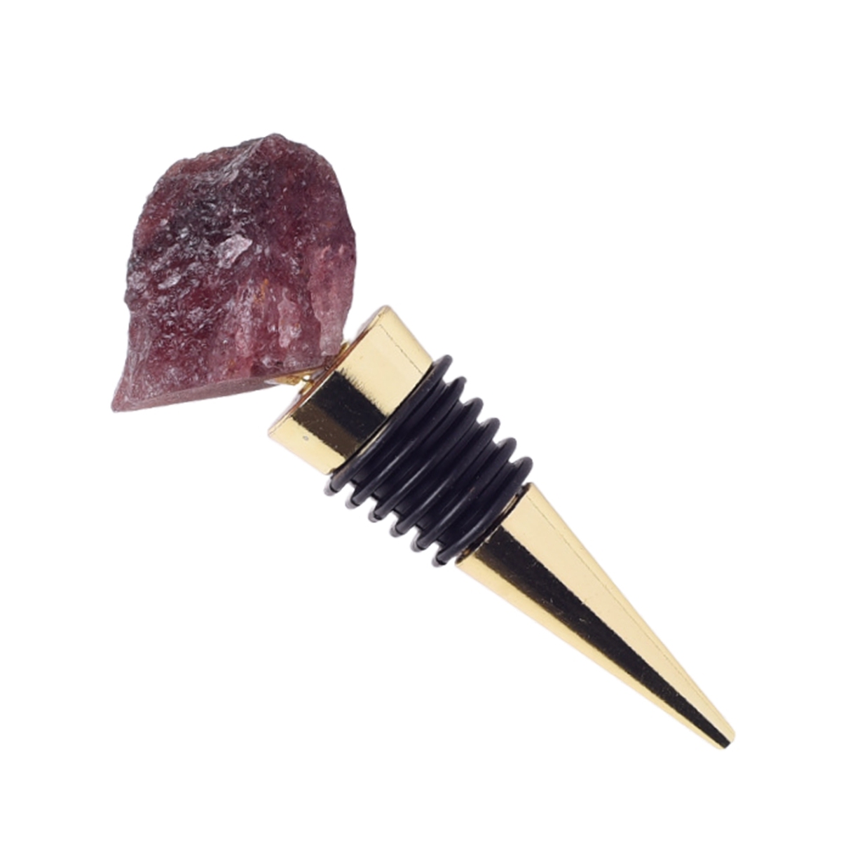 Raw Gemstone Stainless Steel Bottle Stopper Plated Gold