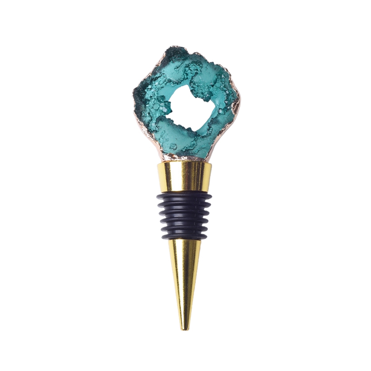 Resin Agate Slice Gemstone Stainless Steel Bottle Stopper