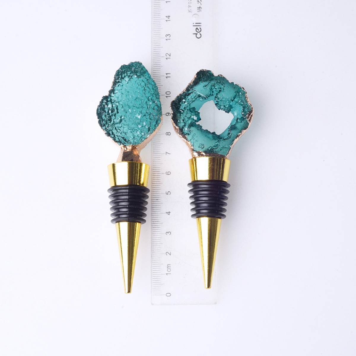 Resin Agate Slice Gemstone Stainless Steel Bottle Stopper