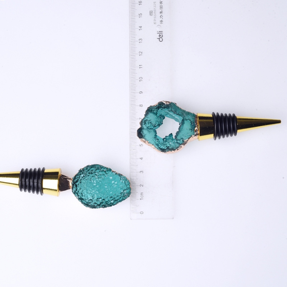 Resin Agate Slice Gemstone Stainless Steel Bottle Stopper