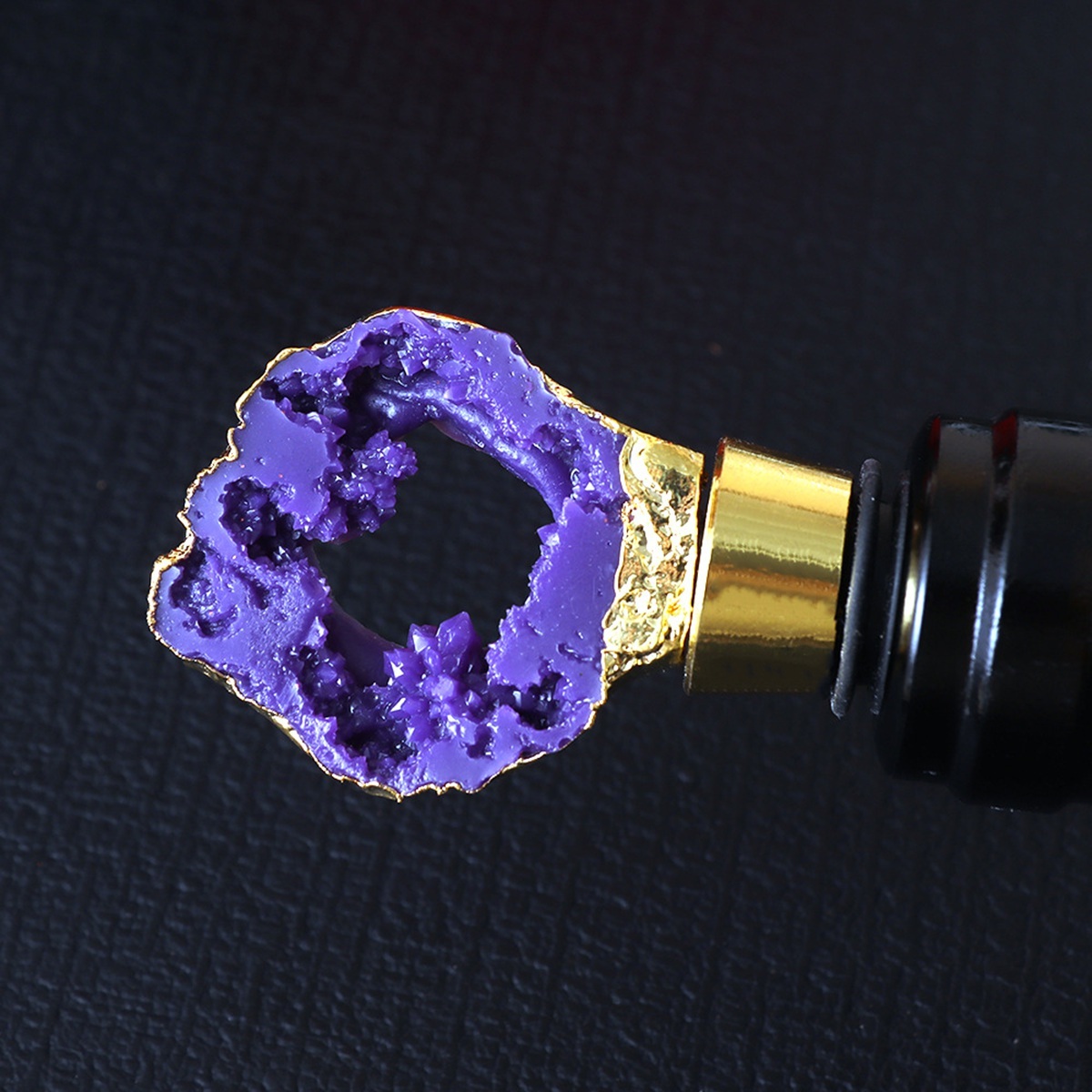 Resin Agate Slice Gemstone Stainless Steel Bottle Stopper