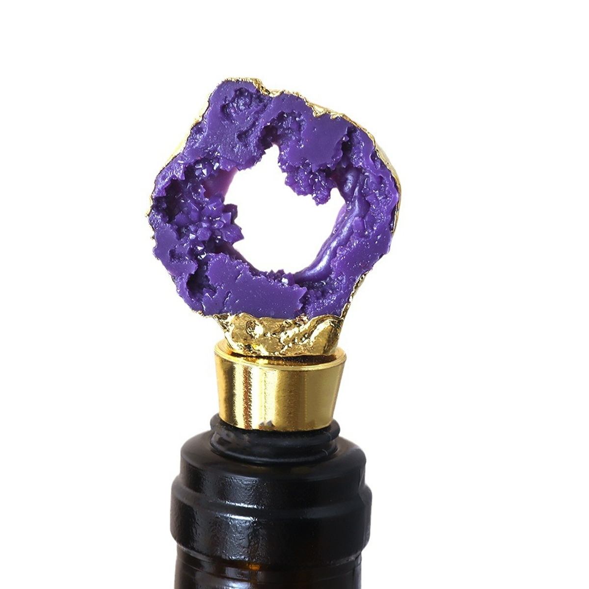Resin Agate Slice Gemstone Stainless Steel Bottle Stopper