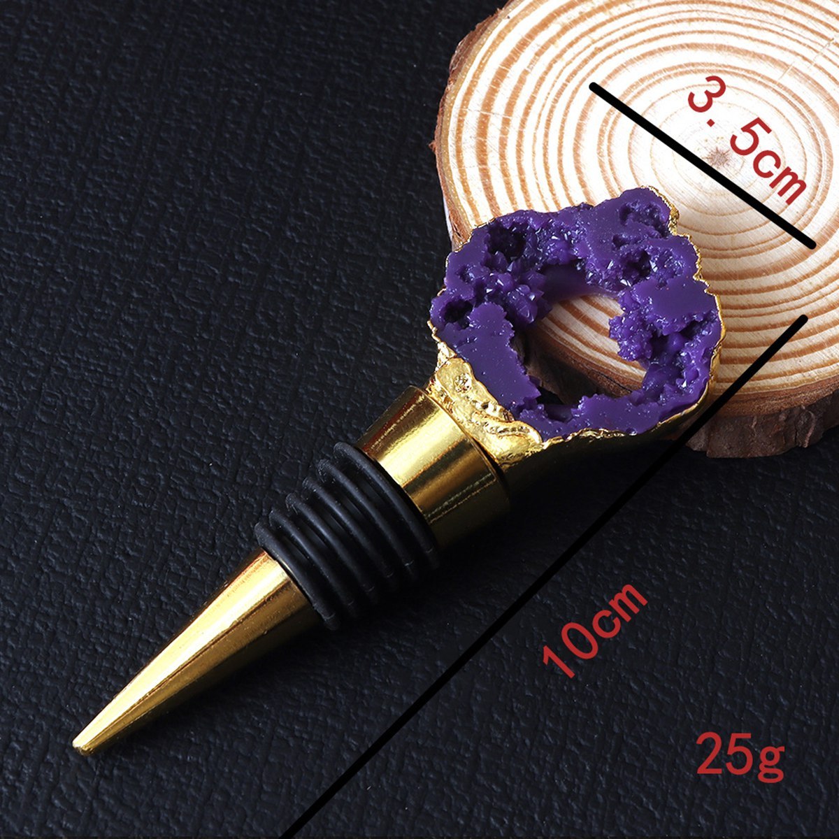 Resin Agate Slice Gemstone Stainless Steel Bottle Stopper