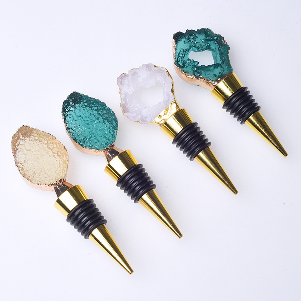 Resin Agate Slice Gemstone Stainless Steel Bottle Stopper