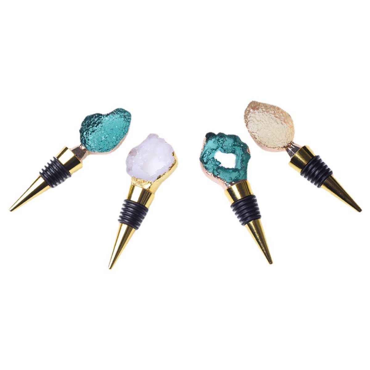 Resin Agate Slice Gemstone Stainless Steel Bottle Stopper