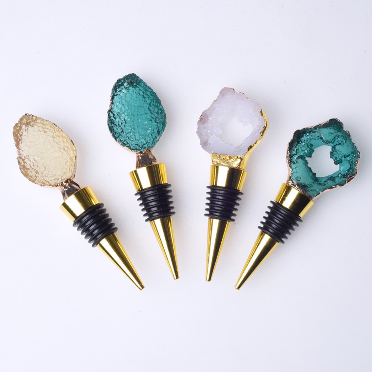 Resin Agate Slice Gemstone Stainless Steel Bottle Stopper
