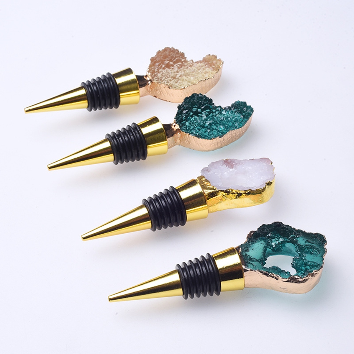 Resin Agate Slice Gemstone Stainless Steel Bottle Stopper