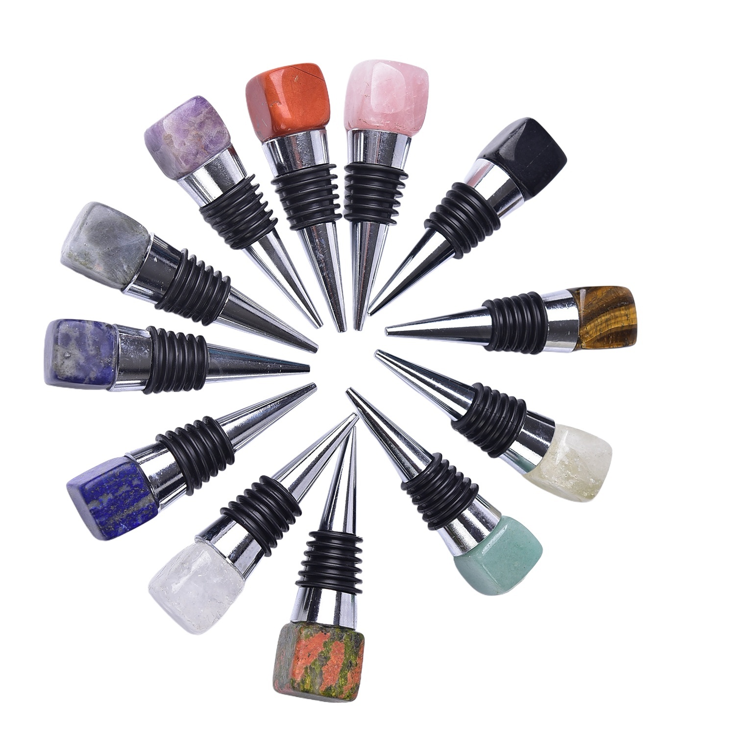 Cube Gemstone Stainless Steel Bottle Stopper