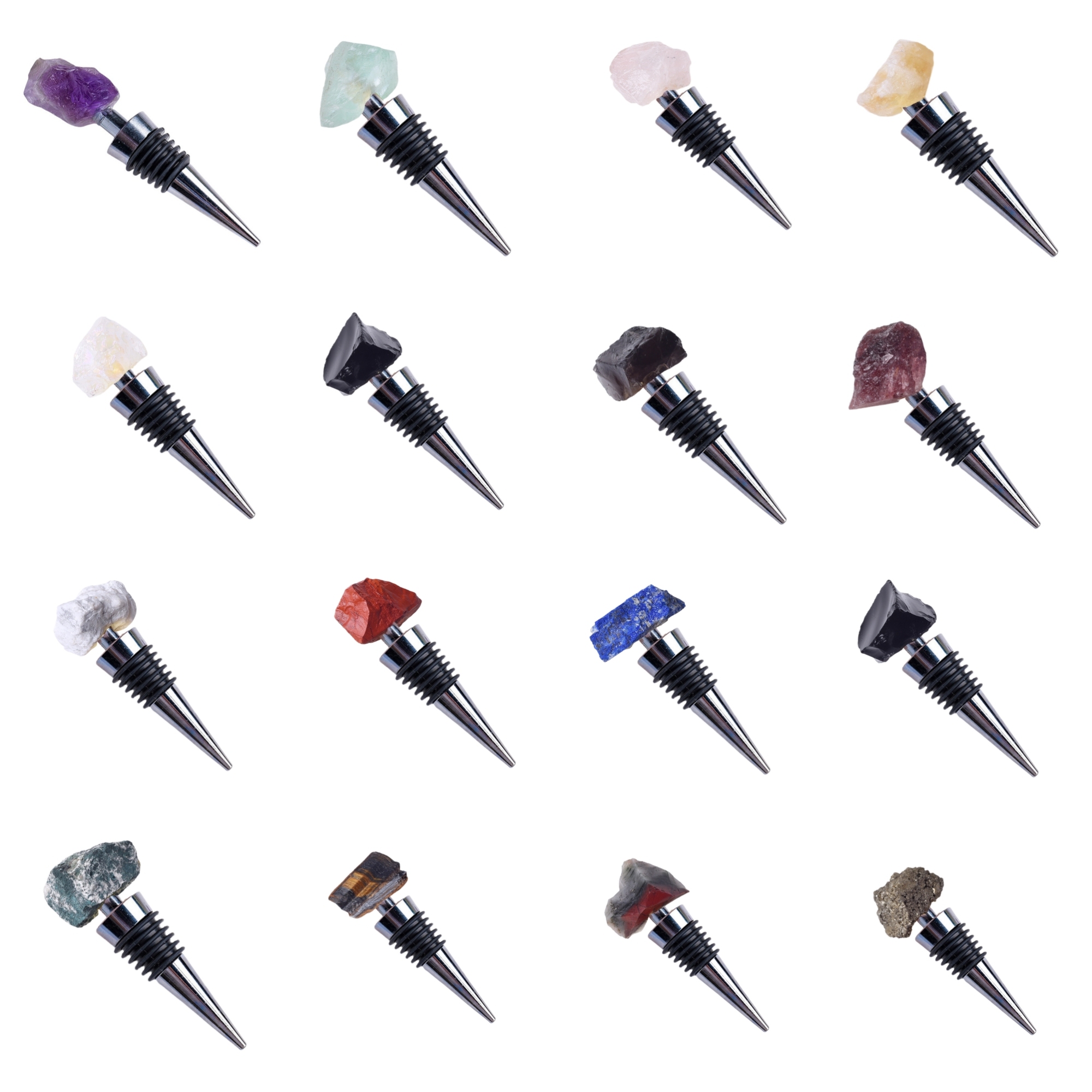 Raw Gemstone Stainless Steel Bottle Stopper