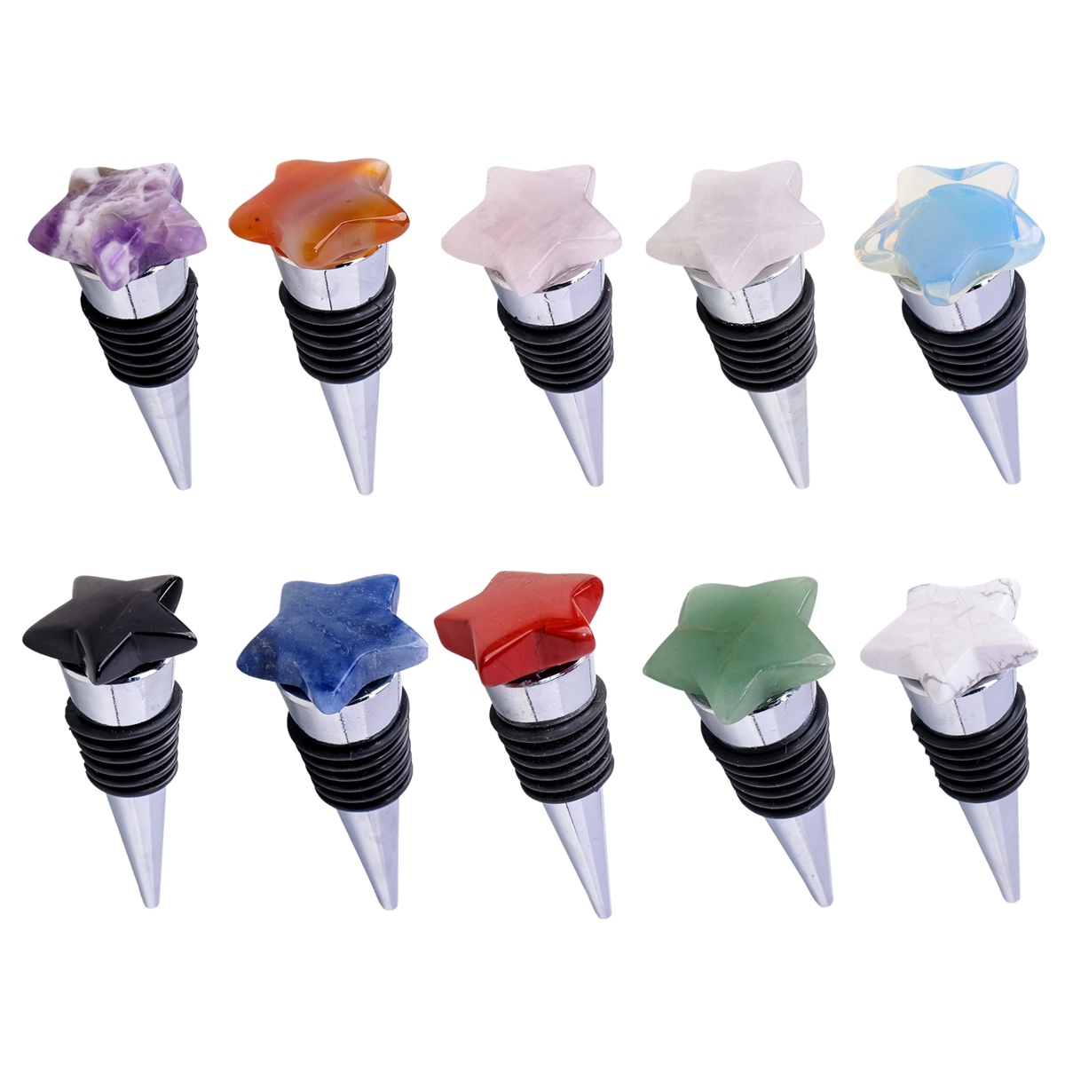 30MM Star Gemstone Stainless Steel Bottle Stopper