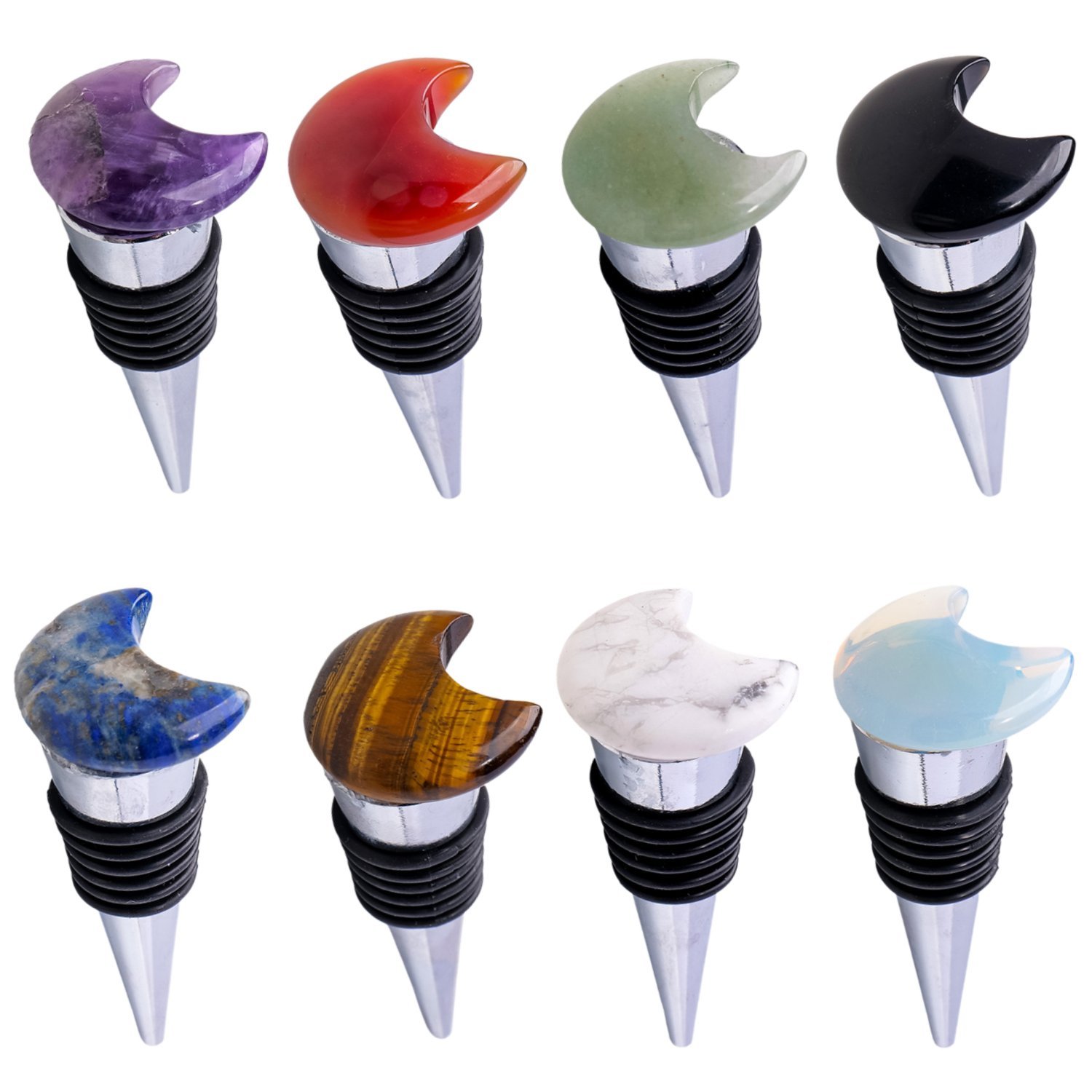 30MM Moon Gemstone Stainless Steel Bottle Stopper