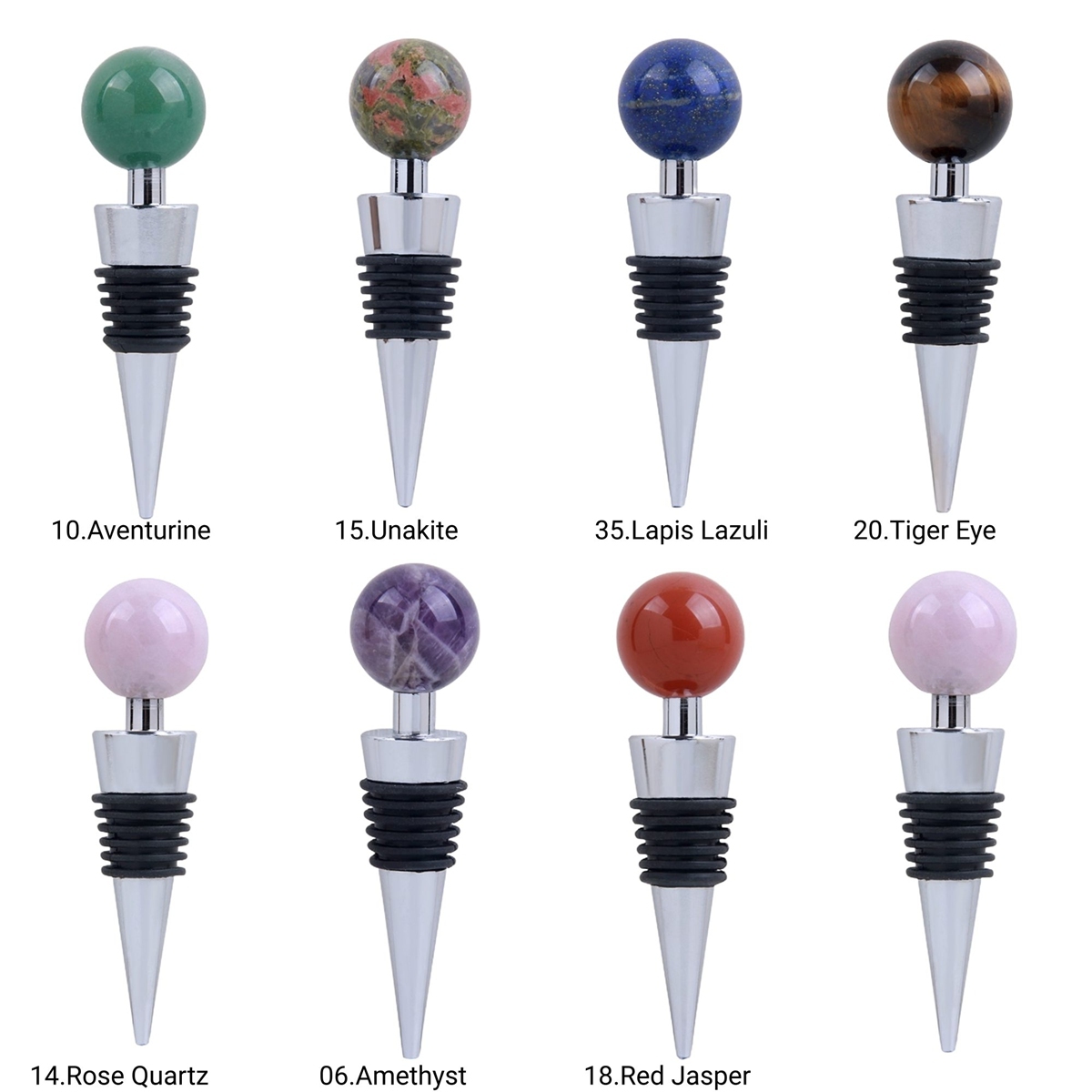 25mm Sphere Gemstone Stainless Steel Bottle Stopper