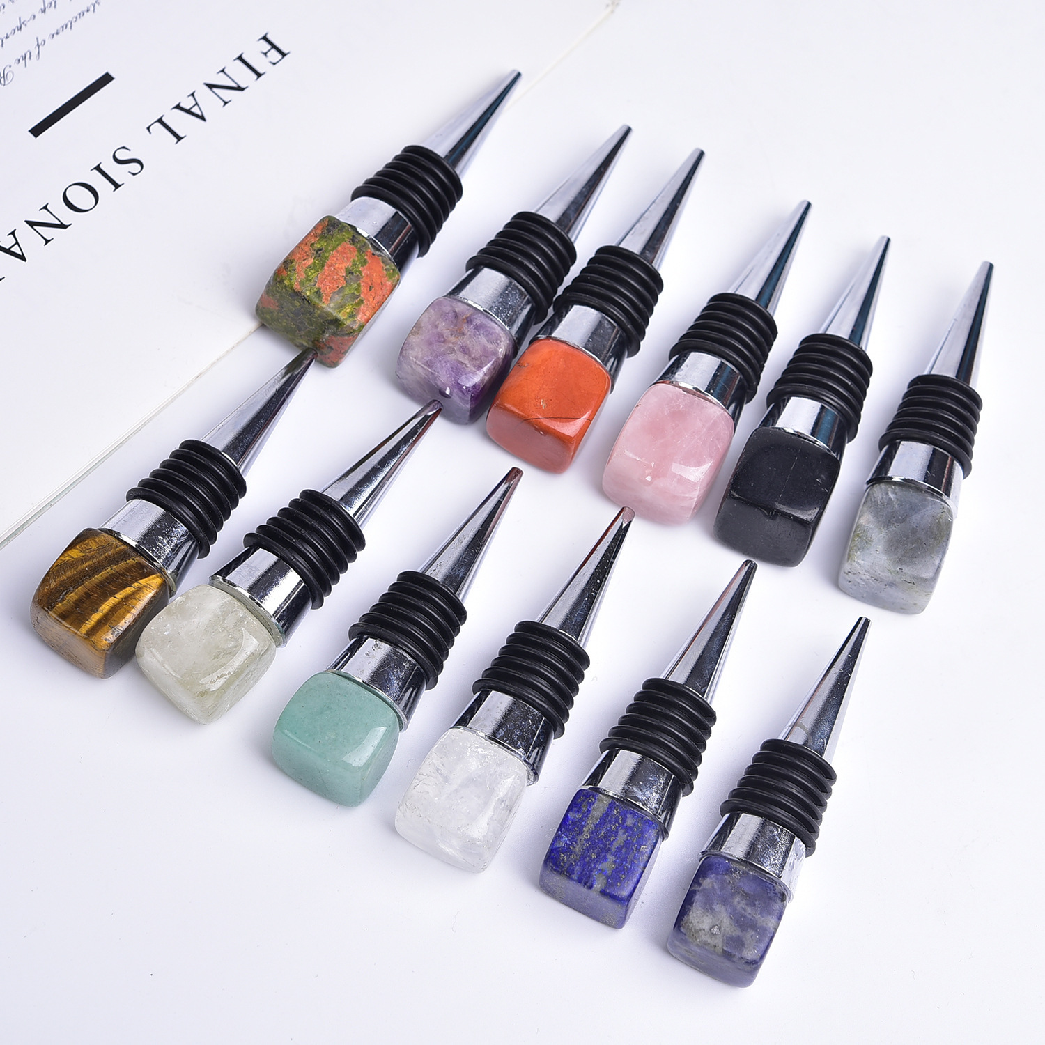 Cube Gemstone Stainless Steel Bottle Stopper