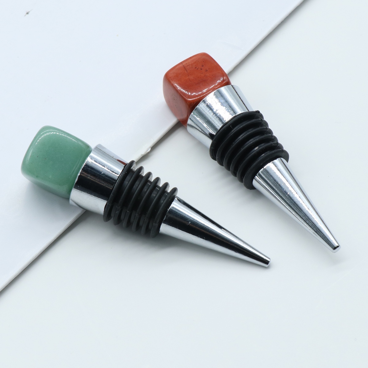 Cube Gemstone Stainless Steel Bottle Stopper