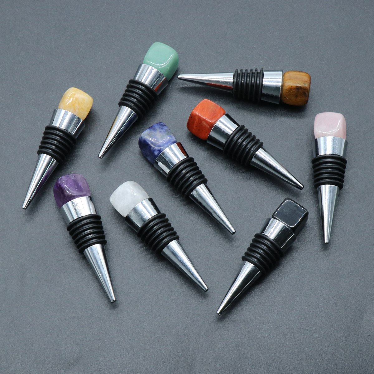 Cube Gemstone Stainless Steel Bottle Stopper