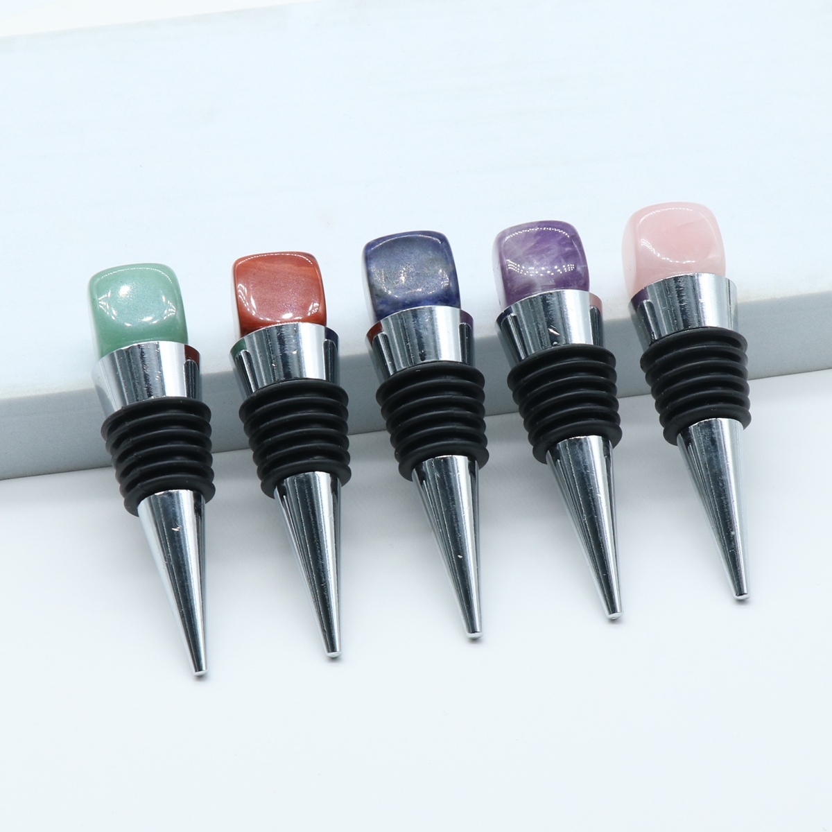 Cube Gemstone Stainless Steel Bottle Stopper