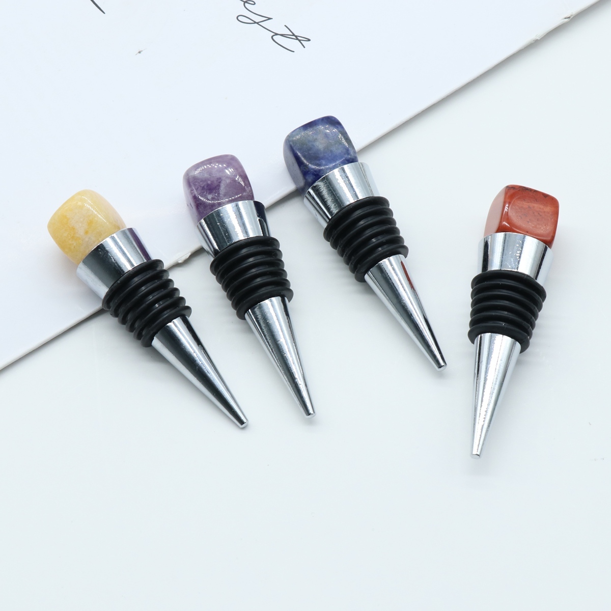Cube Gemstone Stainless Steel Bottle Stopper