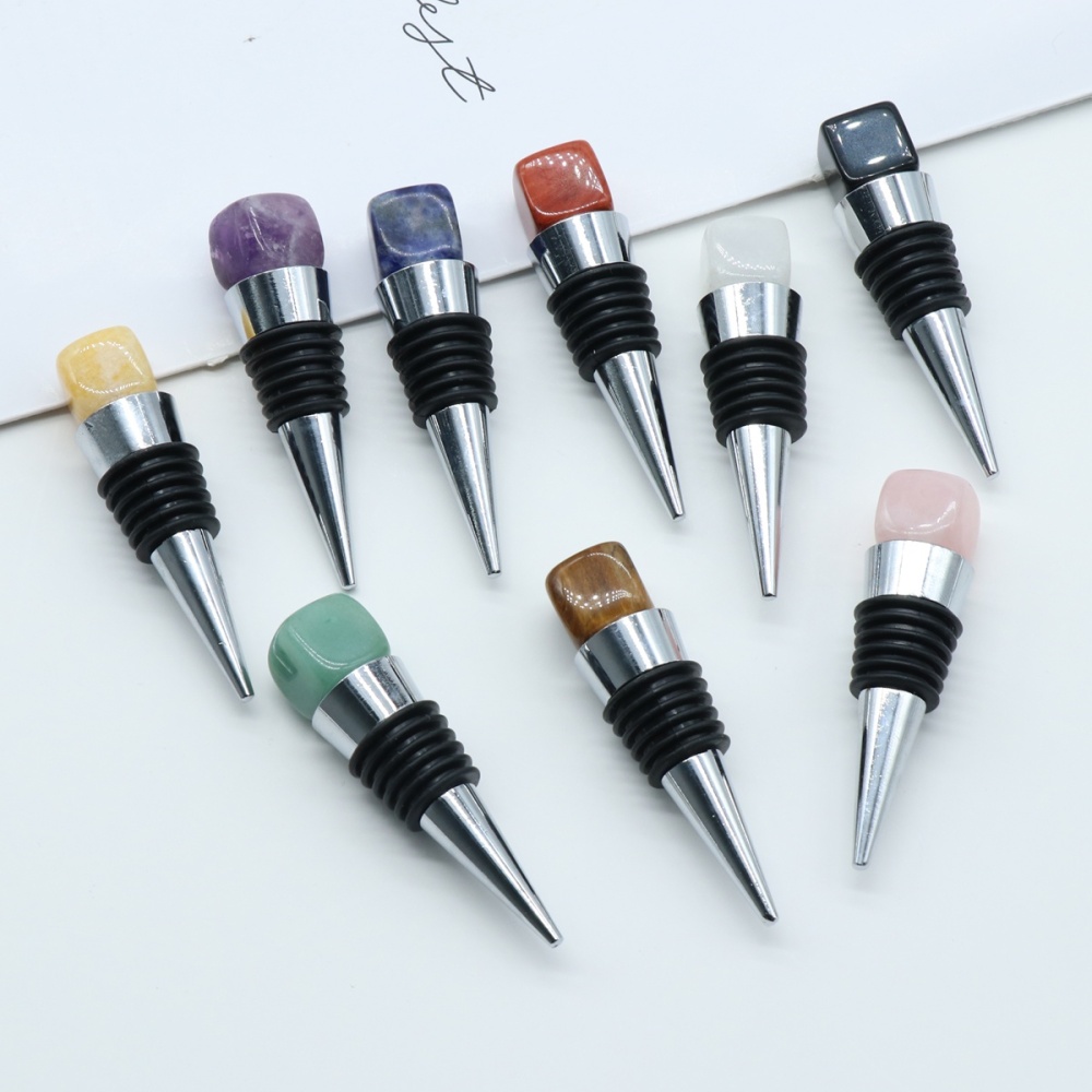 Cube Gemstone Stainless Steel Bottle Stopper