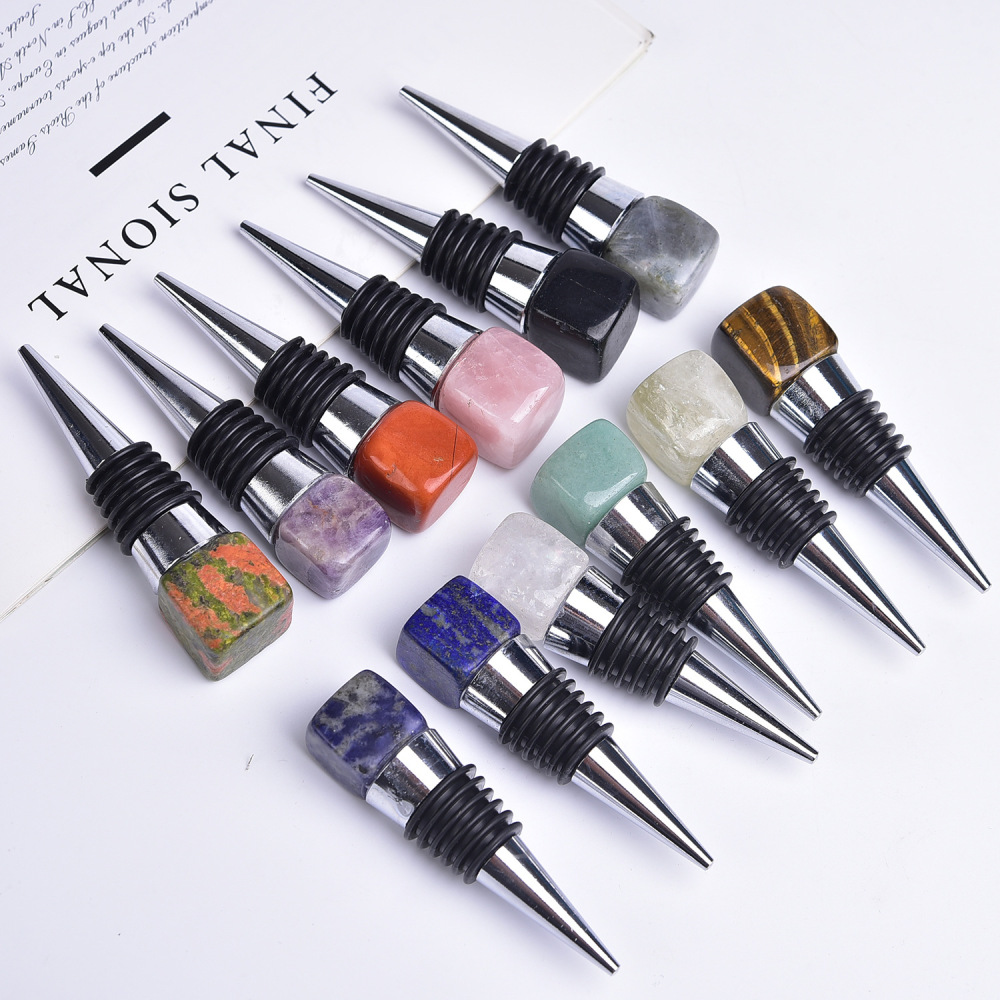 Cube Gemstone Stainless Steel Bottle Stopper