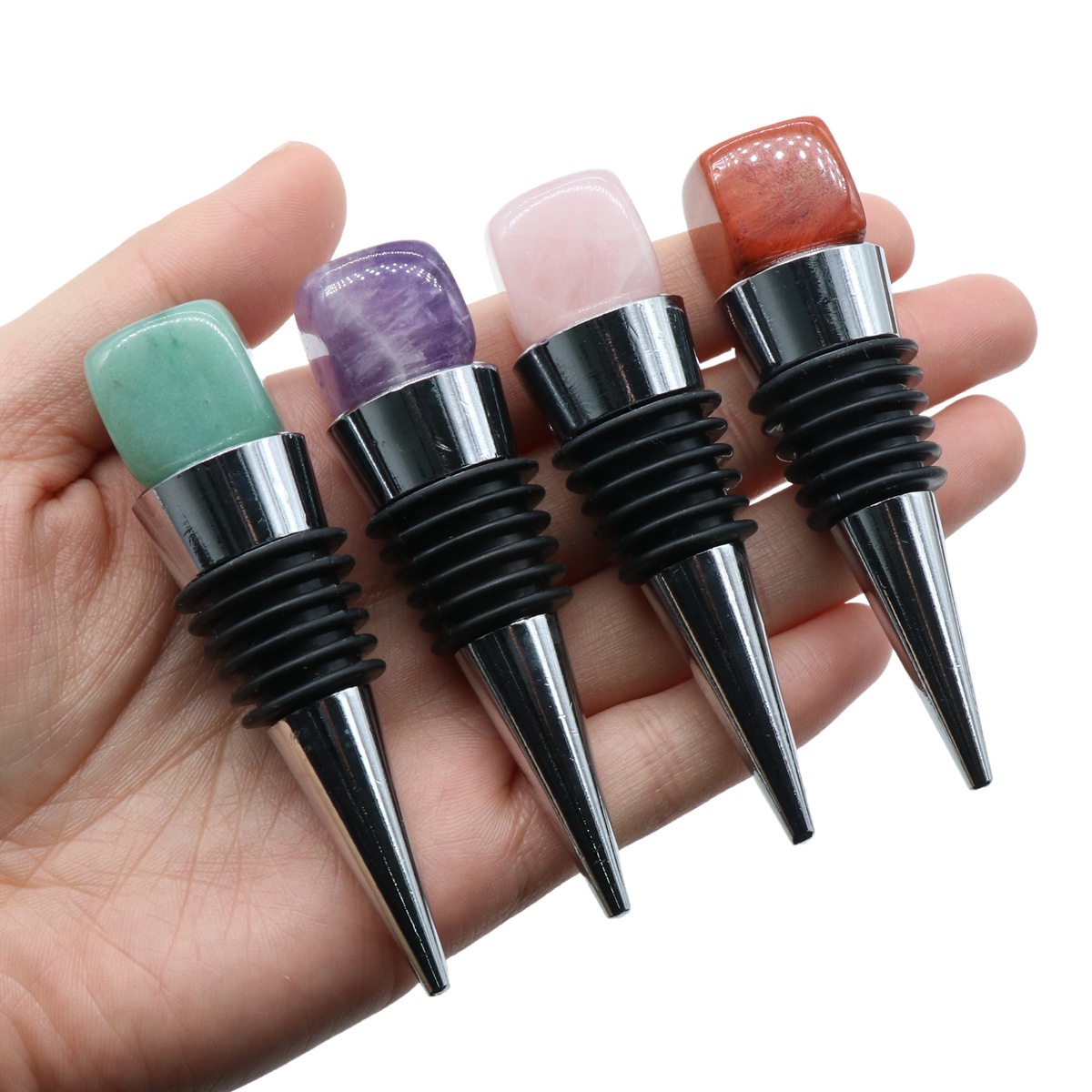 Cube Gemstone Stainless Steel Bottle Stopper