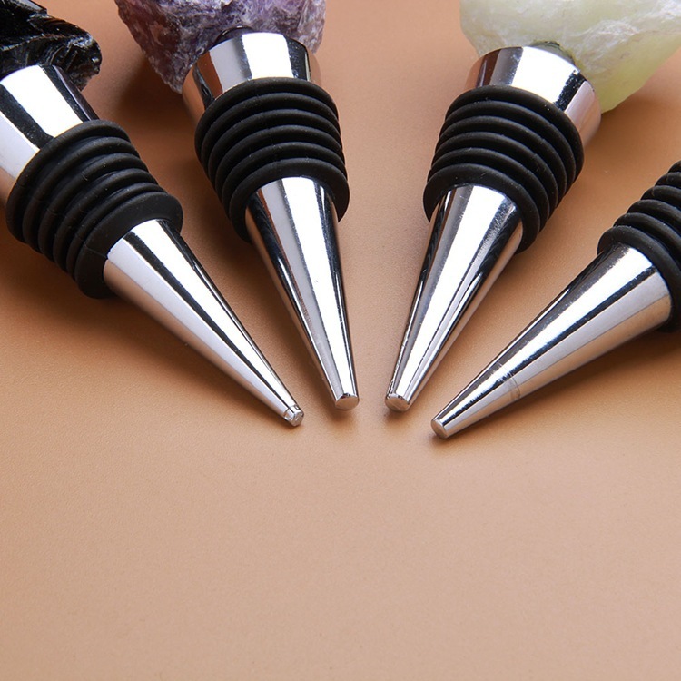 Raw Gemstone Stainless Steel Bottle Stopper