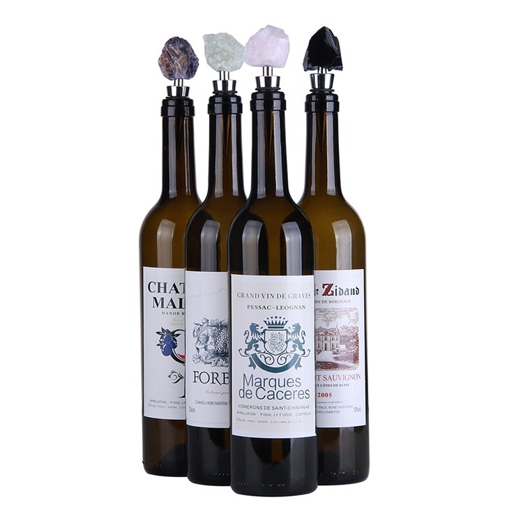 Raw Gemstone Stainless Steel Bottle Stopper