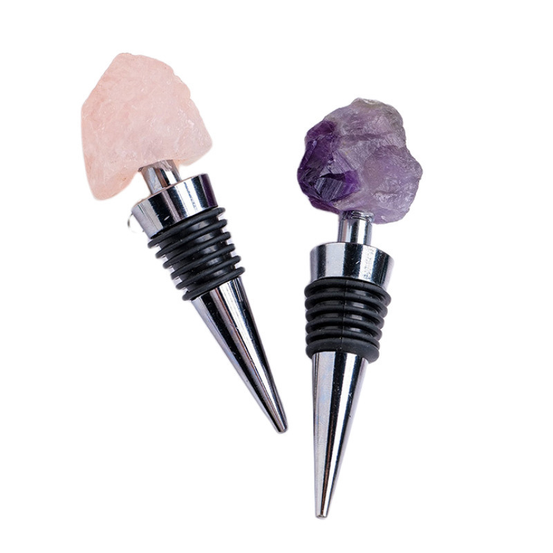 Raw Gemstone Stainless Steel Bottle Stopper