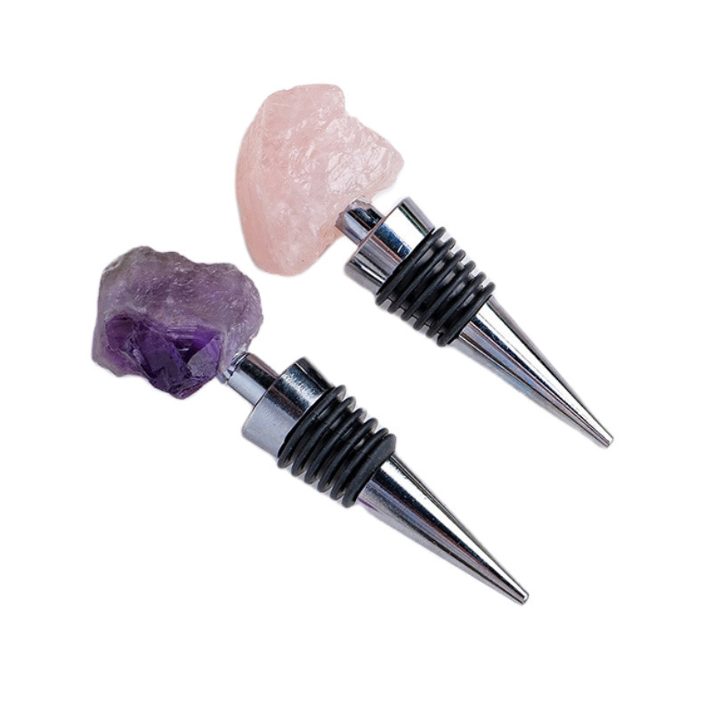 Raw Gemstone Stainless Steel Bottle Stopper