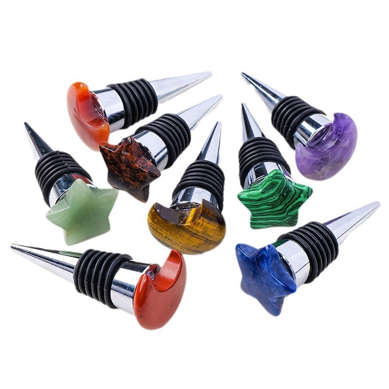 30MM Moon Gemstone Stainless Steel Bottle Stopper