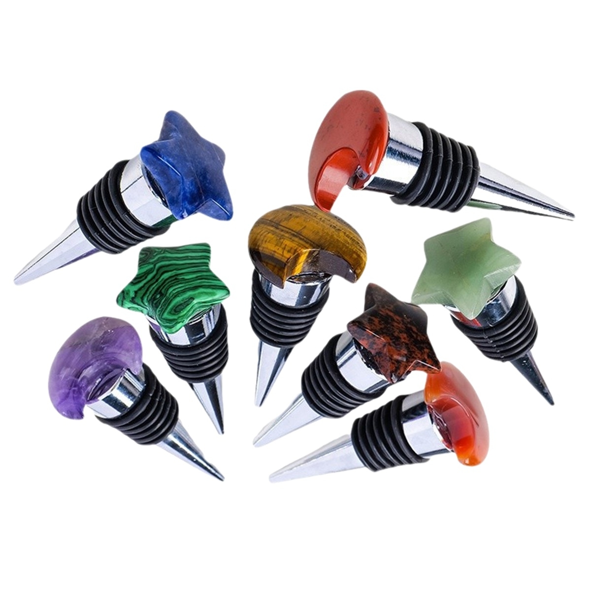 30MM Moon Gemstone Stainless Steel Bottle Stopper