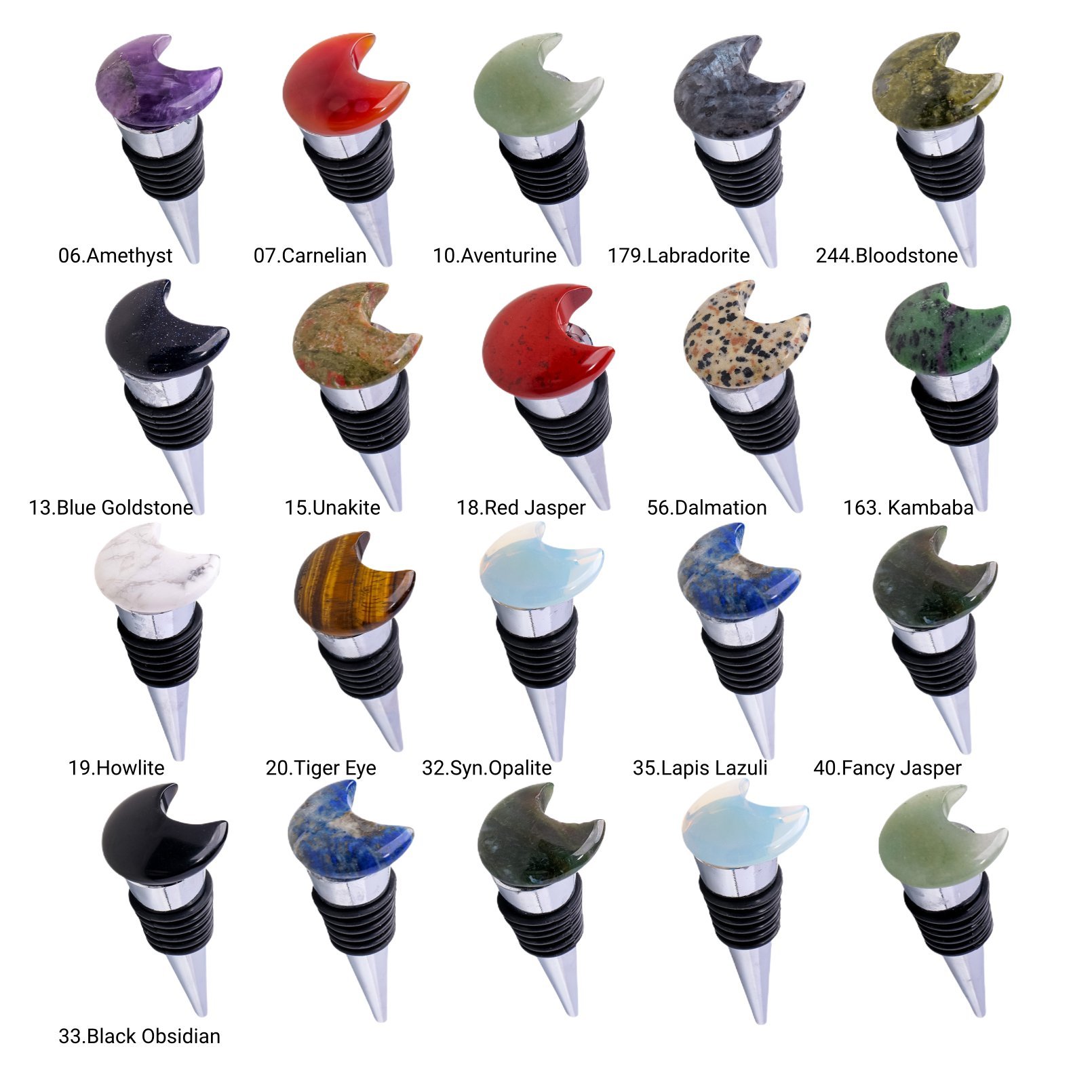 30MM Moon Gemstone Stainless Steel Bottle Stopper