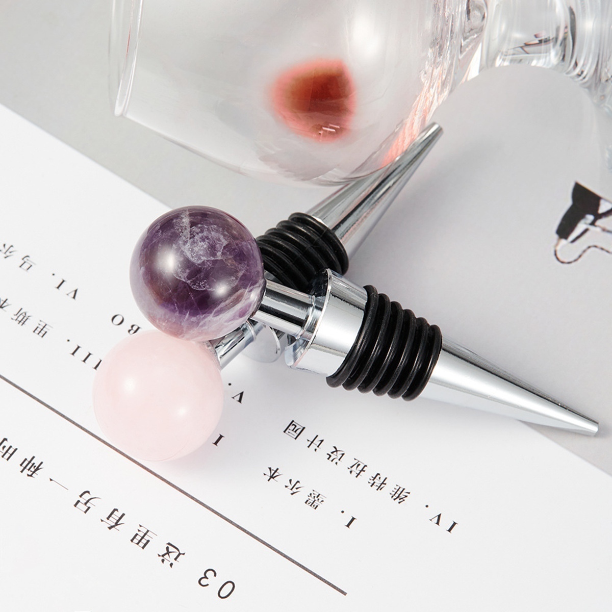 25mm Sphere Gemstone Stainless Steel Bottle Stopper