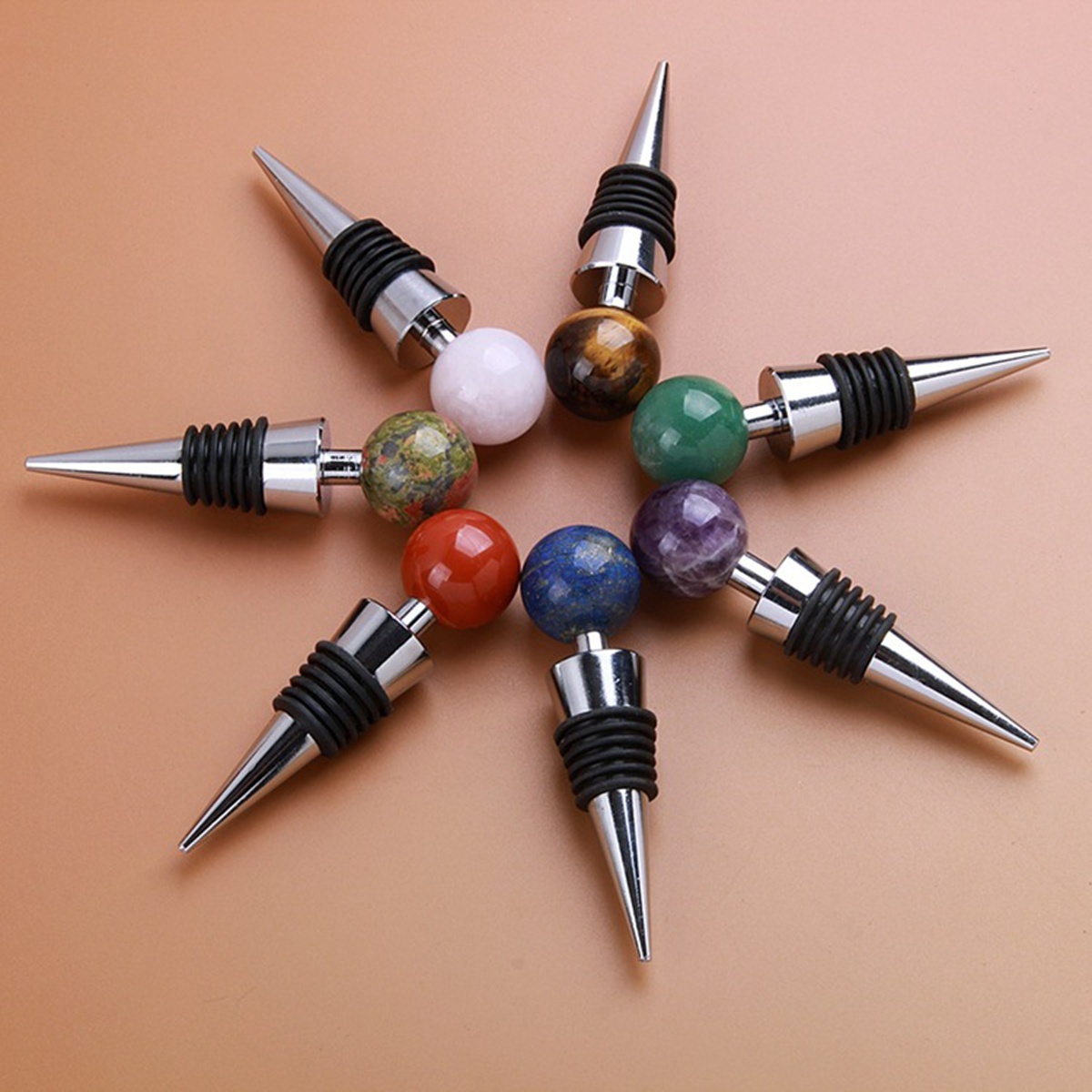 25mm Sphere Gemstone Stainless Steel Bottle Stopper