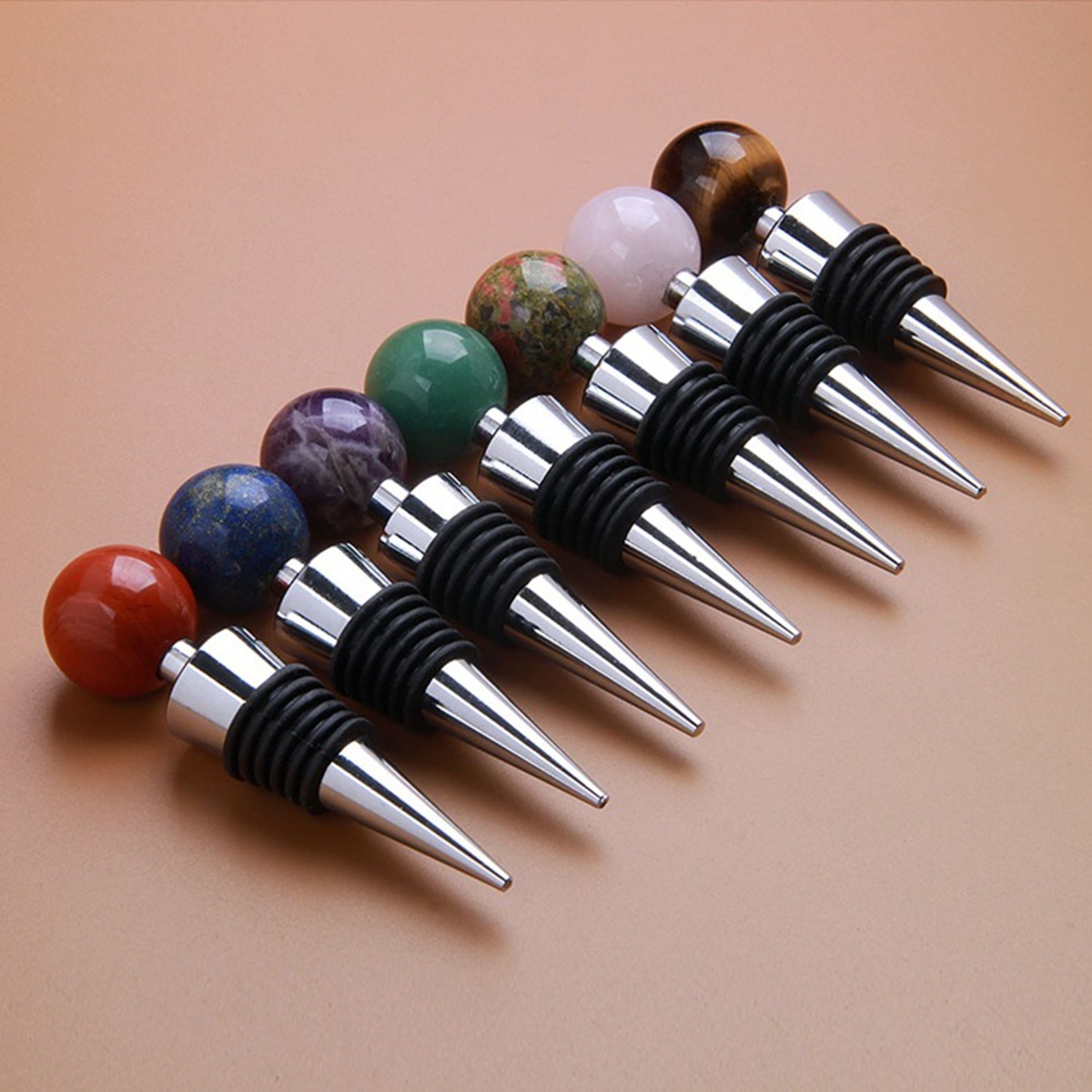 25mm Sphere Gemstone Stainless Steel Bottle Stopper